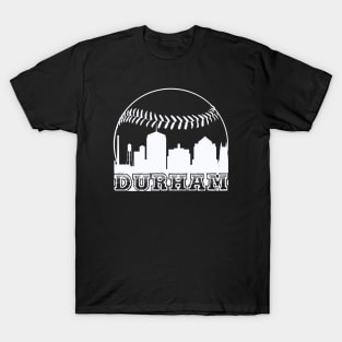 Durham, NC Vintage Baseball City Skyline T-Shirt